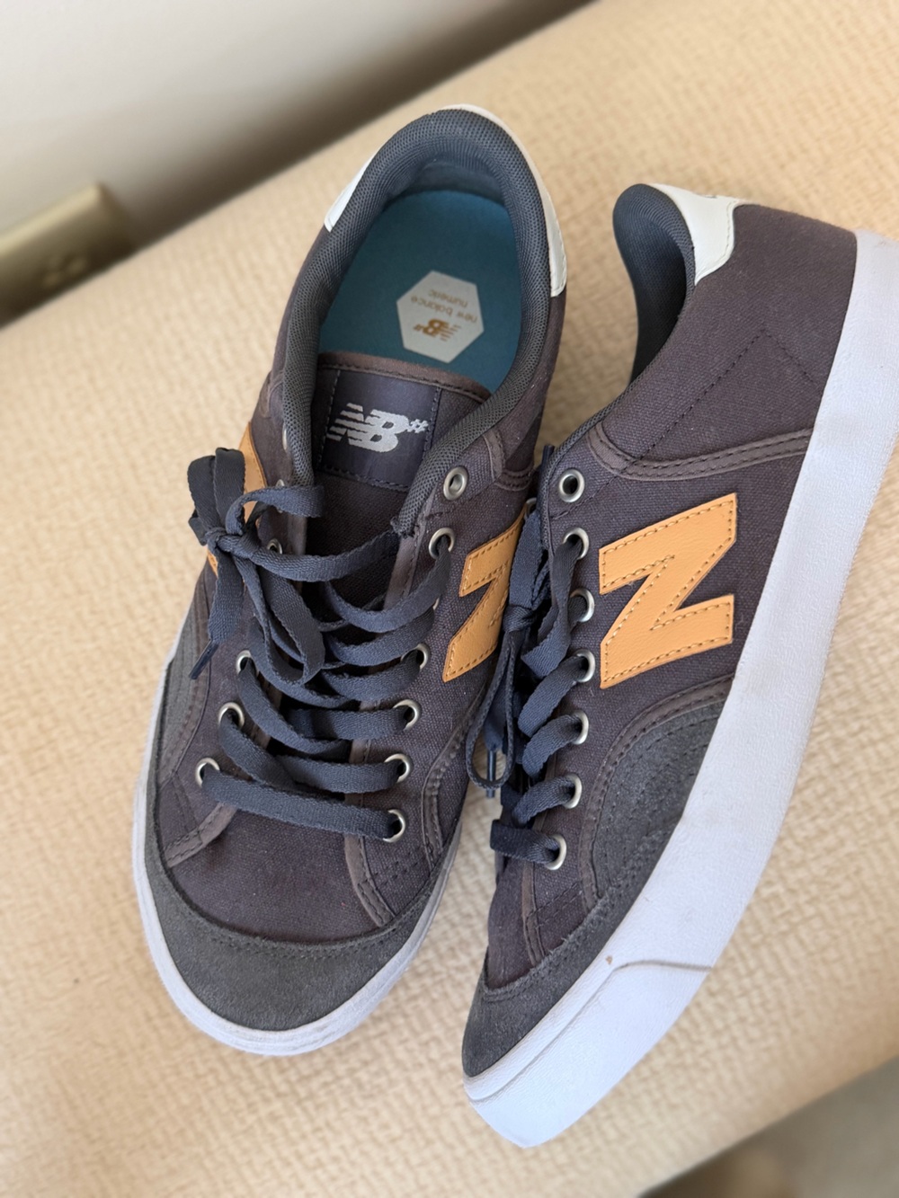 New Balance Men’s Navy Sneakers with Tan 'N' Accent